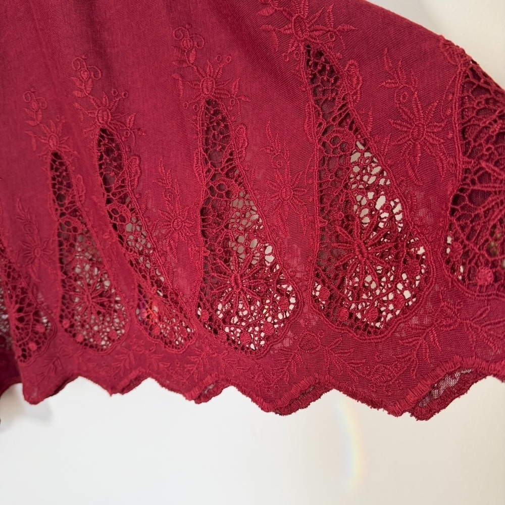 Ulla Popken Embroidered Pullover Poncho‎ Style Blouse Red Plus Size 2 Oversized - Picture 6 of 11